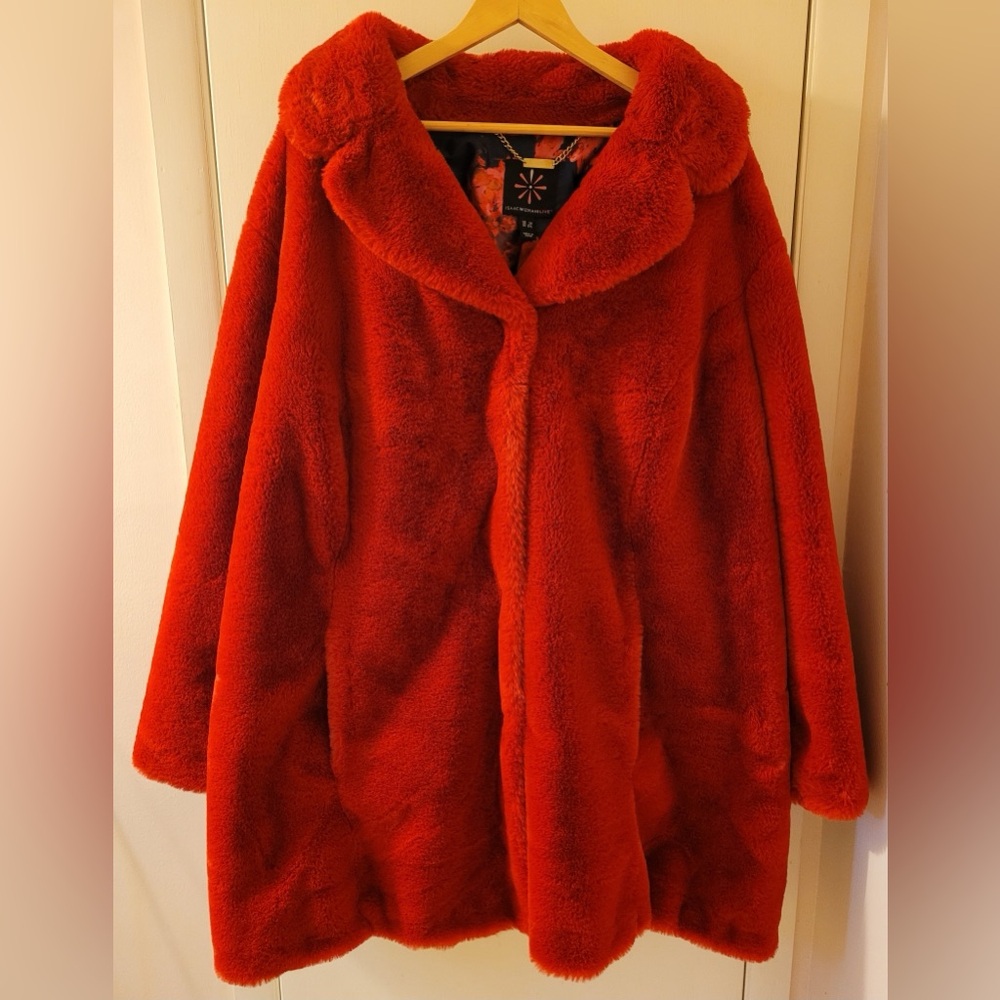 Gorgeous Red Faux Fur Coat